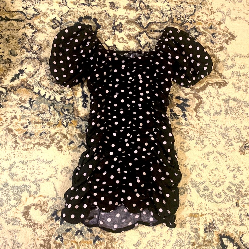 Black and white polka dot ruffled Zara dress- size 24
